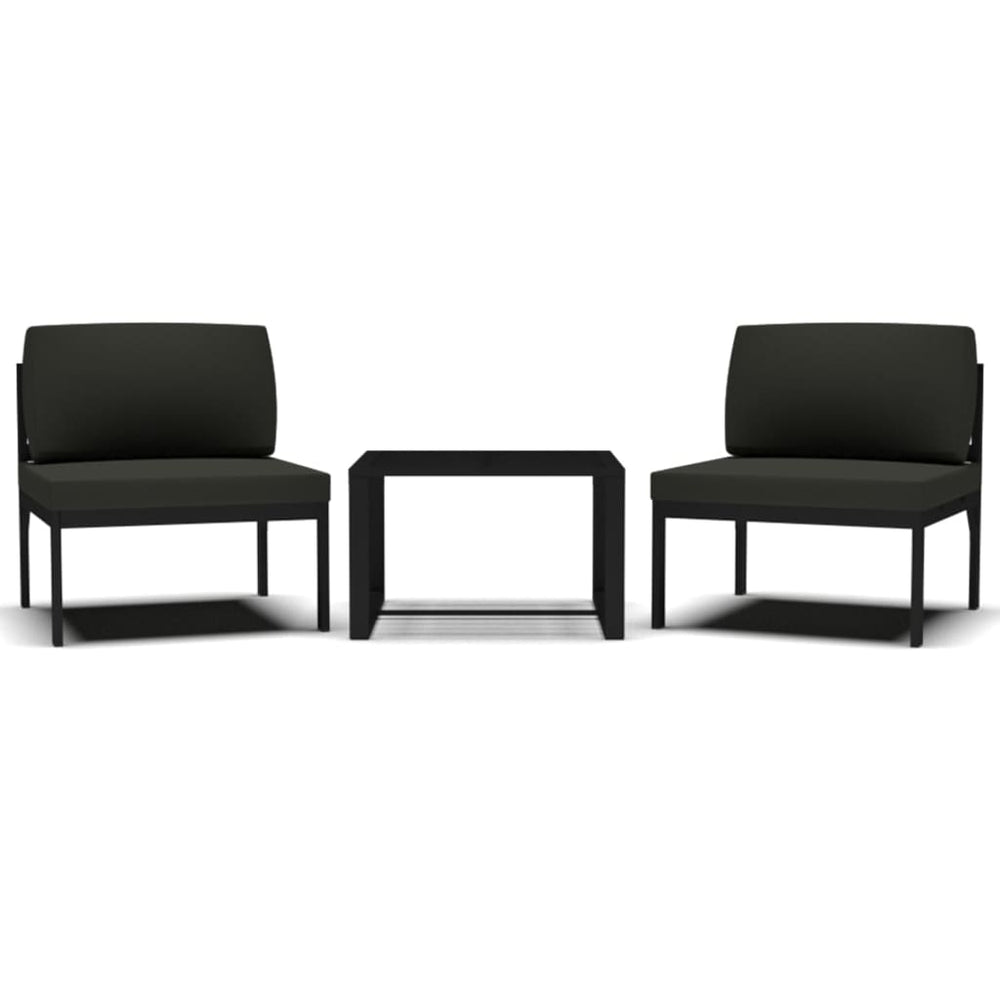 3-delige Loungeset met kussens aluminium antracietkleurig MeubelReus