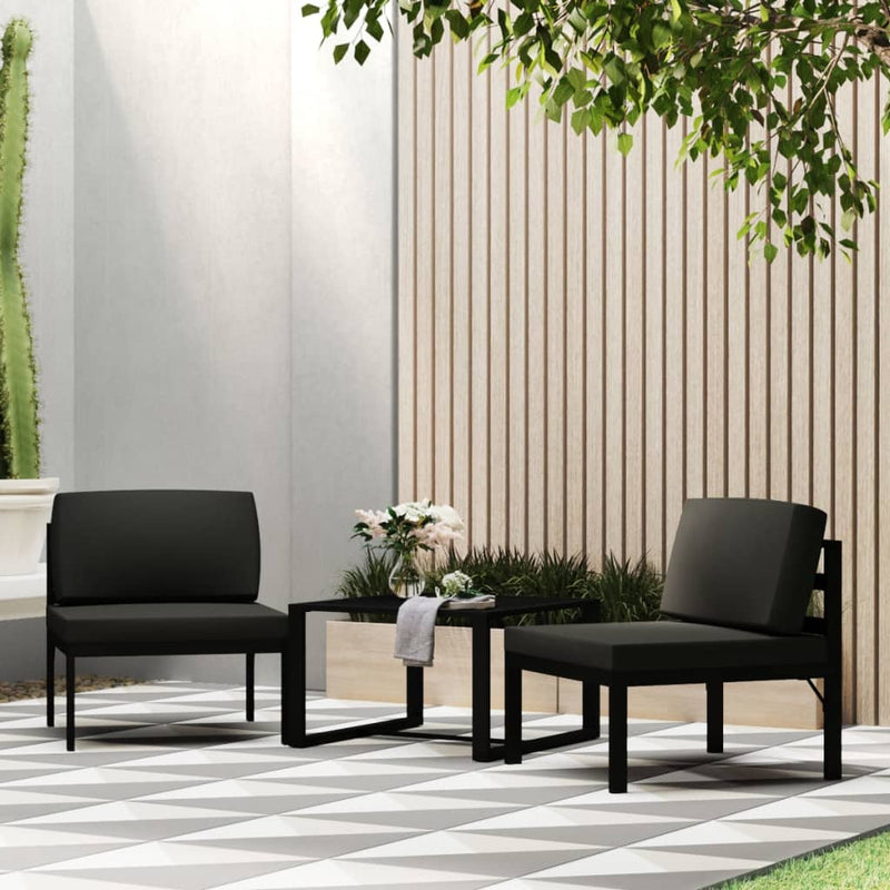3-delige Loungeset met kussens aluminium antracietkleurig MeubelReus