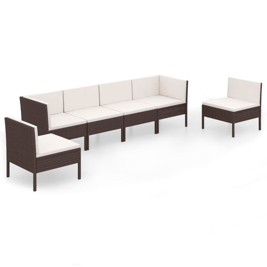 6-delige Loungeset met kussens poly rattan bruin MeubelReus