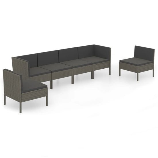 6-delige Loungeset met kussens poly rattan grijs MeubelReus