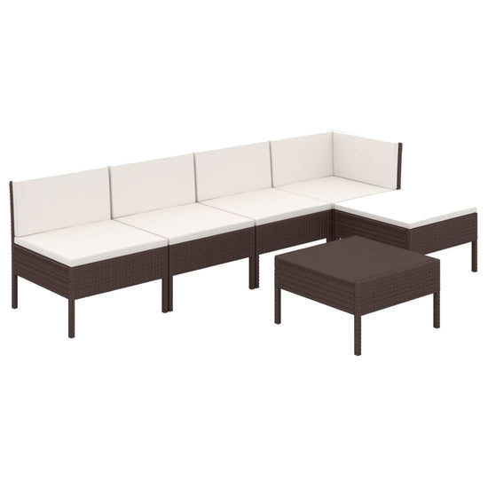 6-delige Loungeset met kussens poly rattan bruin MeubelReus