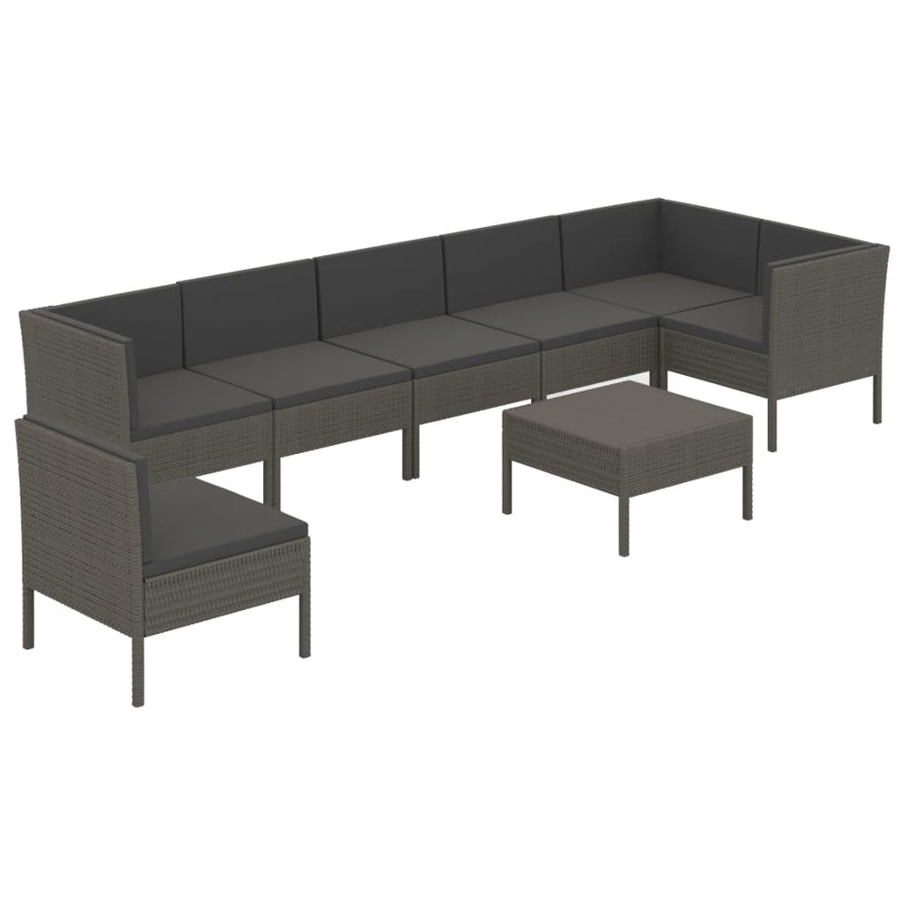 8-delige Loungeset met kussens poly rattan grijs MeubelReus