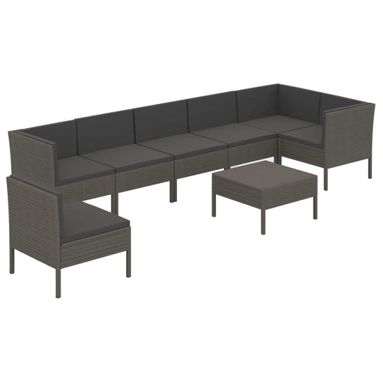 8-delige Loungeset met kussens poly rattan grijs MeubelReus