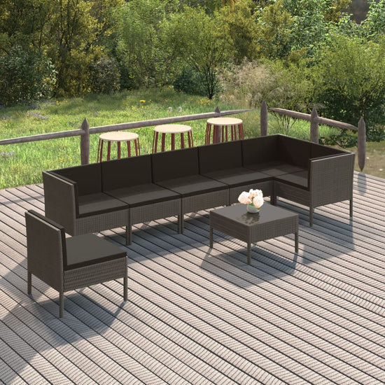 8-delige Loungeset met kussens poly rattan grijs MeubelReus