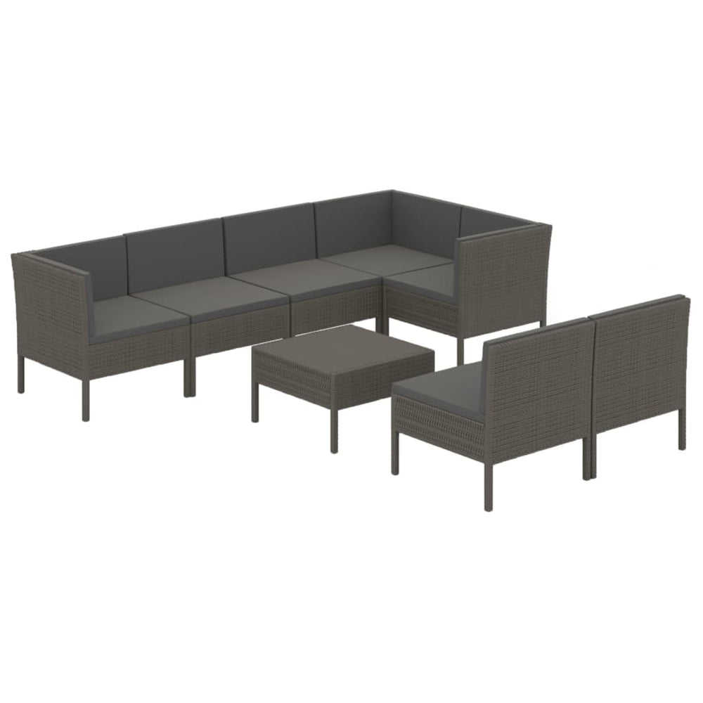 8-delige Loungeset met kussens poly rattan grijs MeubelReus