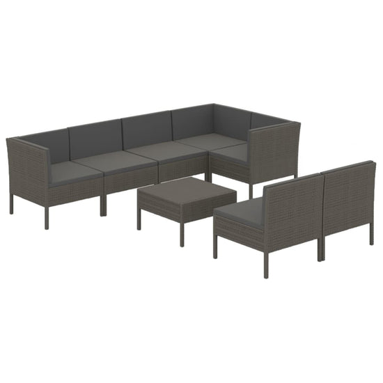 8-delige Loungeset met kussens poly rattan grijs MeubelReus