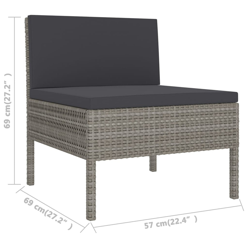 8-delige Loungeset met kussens poly rattan grijs MeubelReus