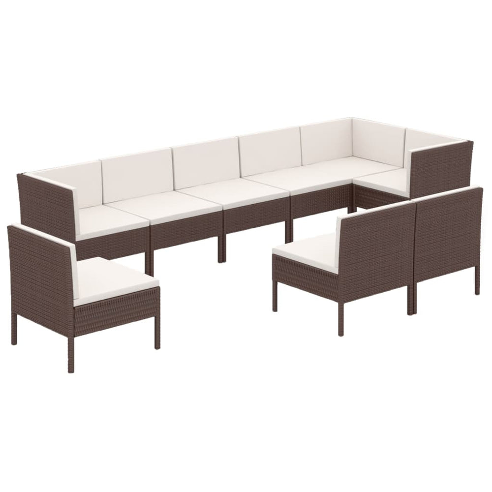 9-delige Loungeset met kussens poly rattan bruin MeubelReus