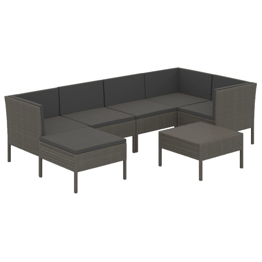 7-delige Loungeset met kussens poly rattan grijs MeubelReus