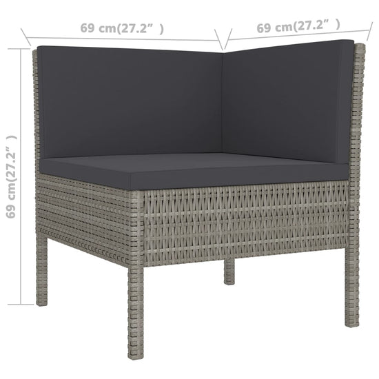 7-delige Loungeset met kussens poly rattan grijs MeubelReus