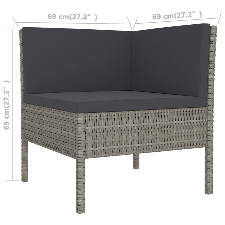 7-delige Loungeset met kussens poly rattan grijs MeubelReus