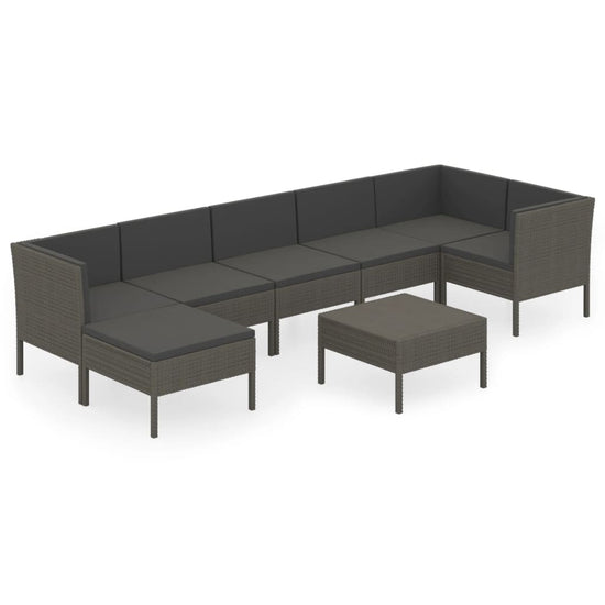 8-delige Loungeset met kussens poly rattan grijs MeubelReus