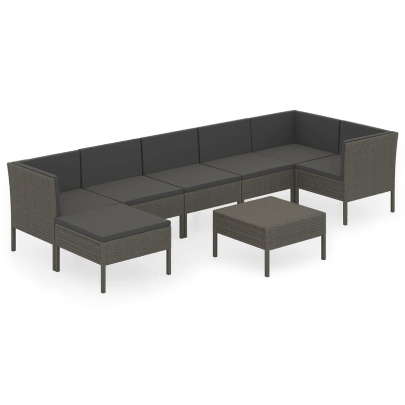 8-delige Loungeset met kussens poly rattan grijs MeubelReus