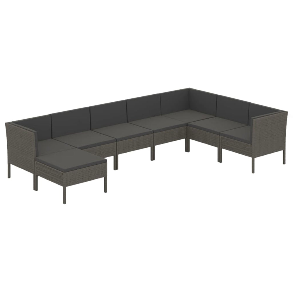 8-delige Loungeset met kussens poly rattan grijs MeubelReus