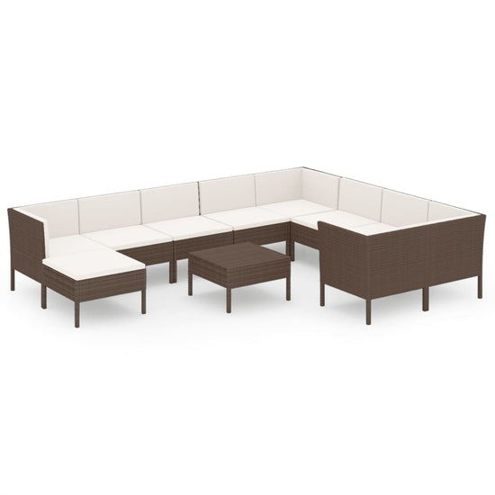 11-delige Loungeset met kussens poly rattan bruin MeubelReus