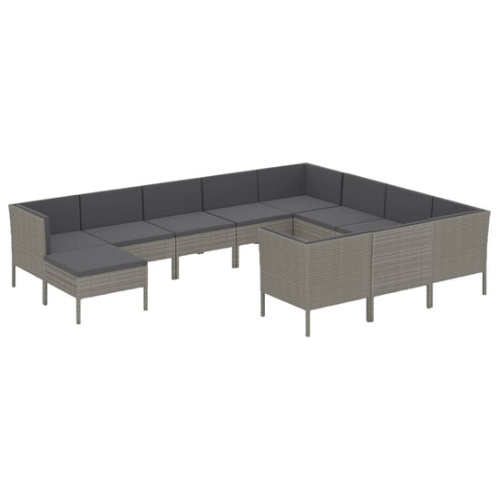 11-delige Loungeset met kussens poly rattan grijs MeubelReus