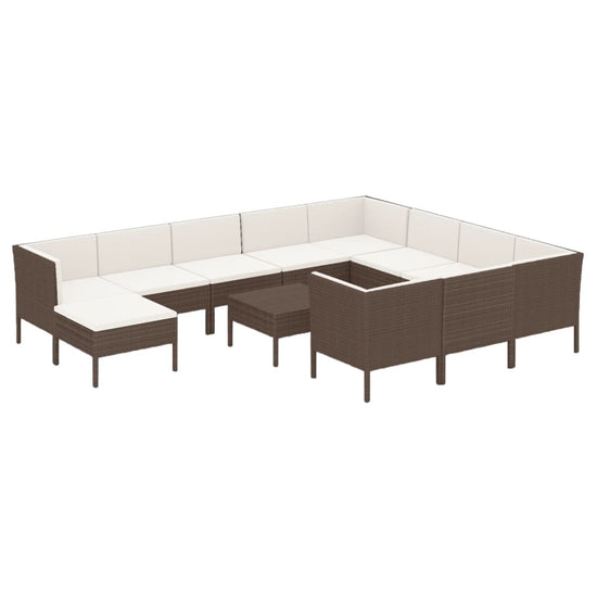 12-delige Loungeset met kussens poly rattan bruin MeubelReus