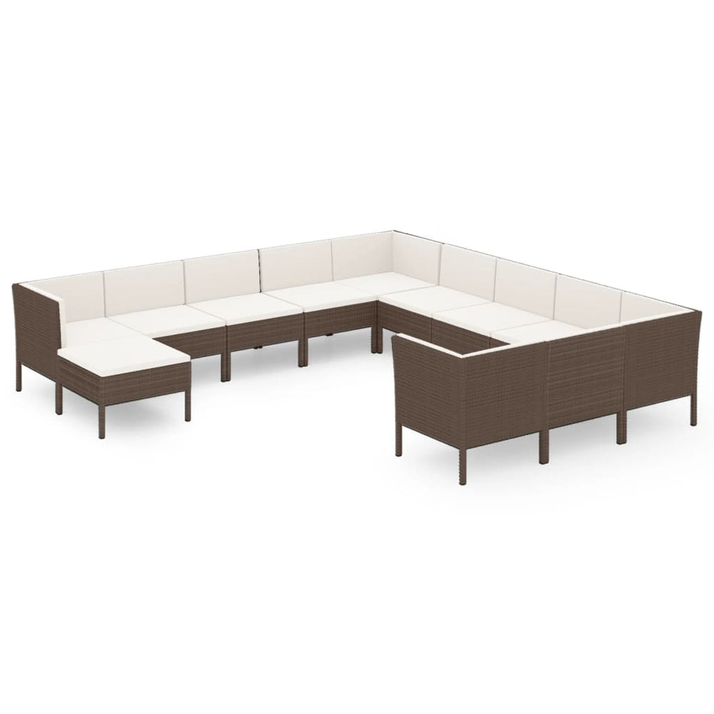 12-delige Loungeset met kussens poly rattan bruin MeubelReus