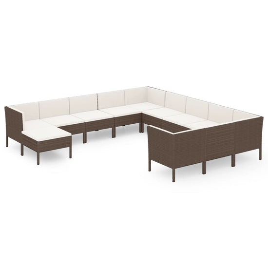 12-delige Loungeset met kussens poly rattan bruin MeubelReus