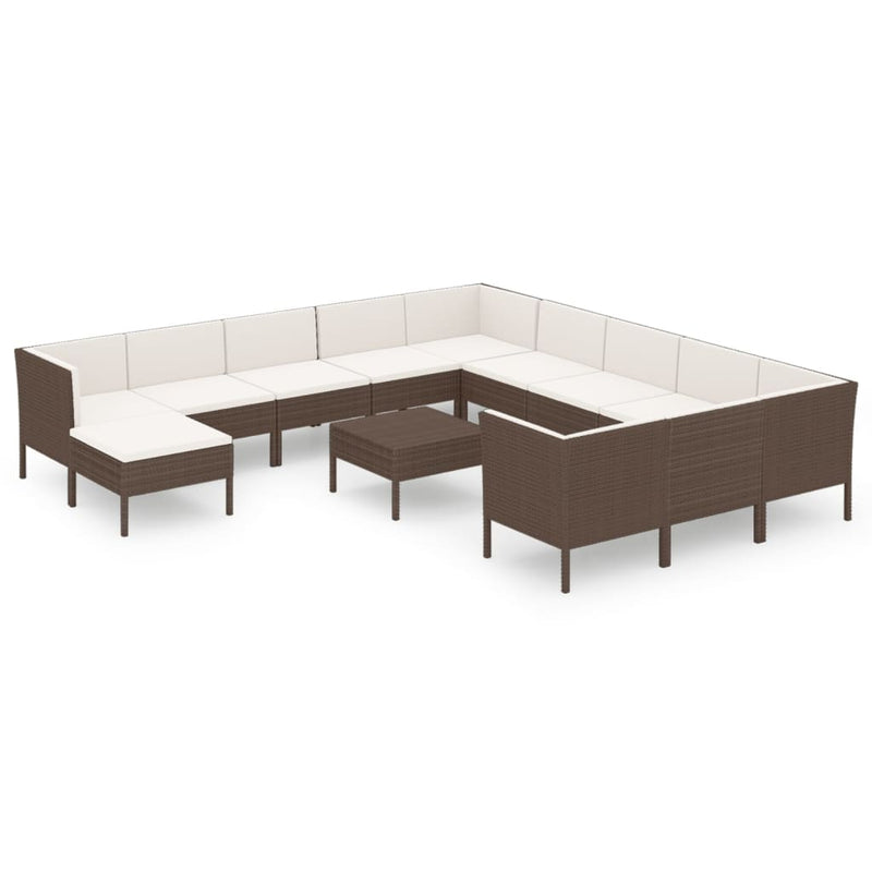 13-delige Loungeset met kussens poly rattan bruin MeubelReus
