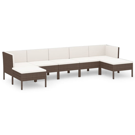 7-delige Loungeset met kussens poly rattan bruin MeubelReus