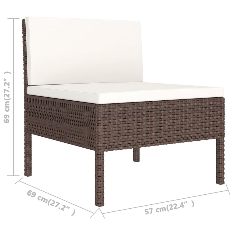 7-delige Loungeset met kussens poly rattan bruin MeubelReus