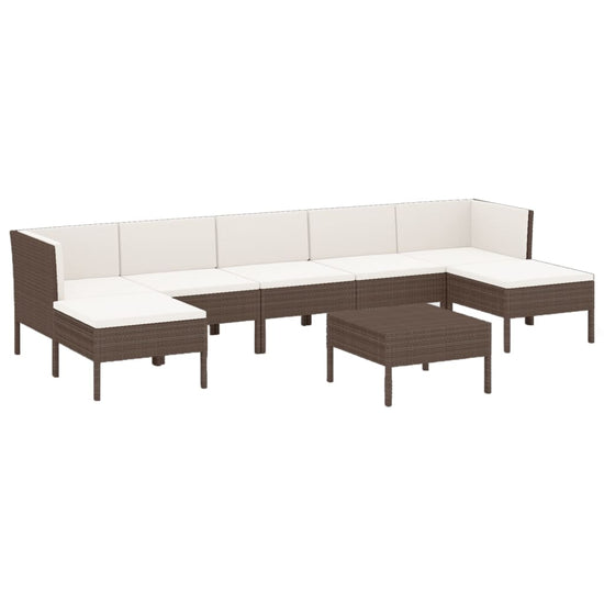 8-delige Loungeset met kussens poly rattan bruin 