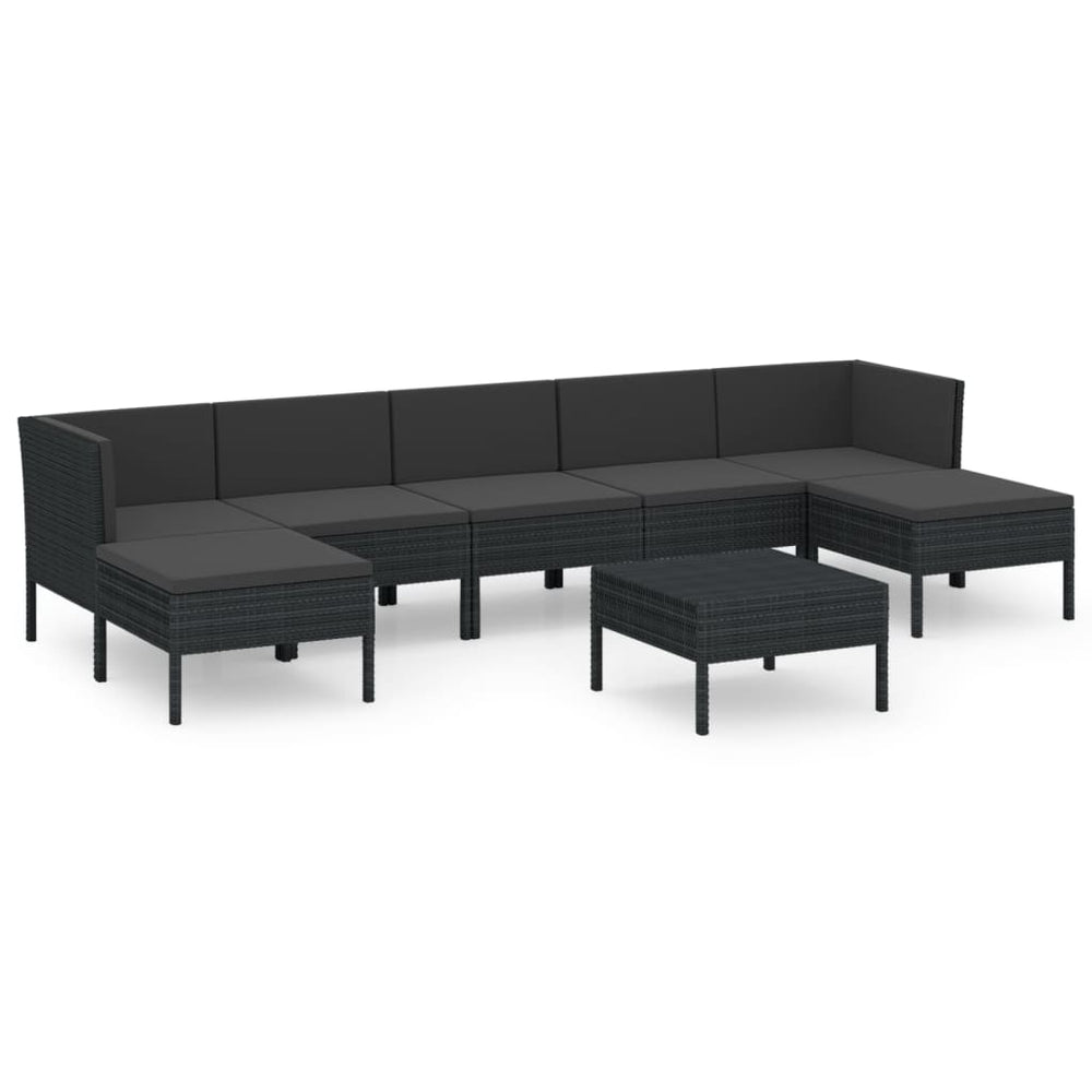 8-delige Loungeset met kussens poly rattan zwart MeubelReus