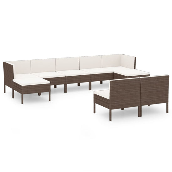 9-delige Loungeset met kussens poly rattan bruin MeubelReus