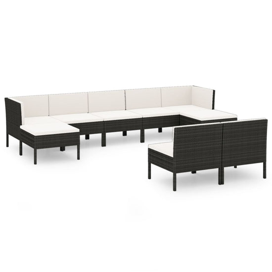 9-delige Loungeset met kussens poly rattan zwart MeubelReus