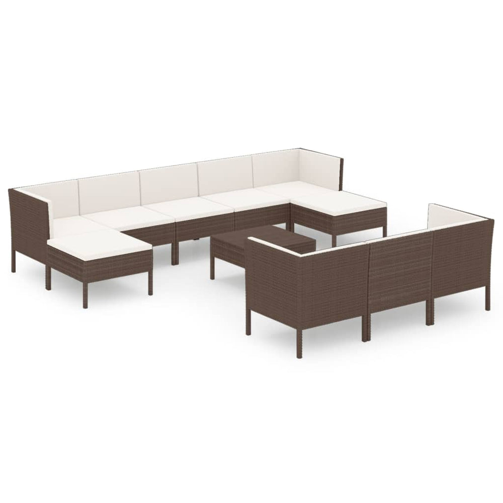 11-delige Loungeset met kussens poly rattan bruin MeubelReus