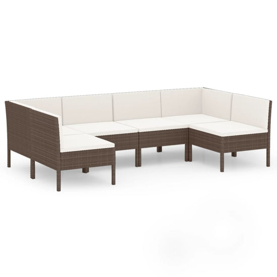 6-delige Loungeset met kussens poly rattan bruin MeubelReus