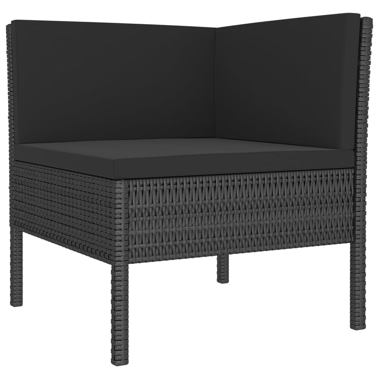 6-delige Loungeset met kussens poly rattan zwart MeubelReus