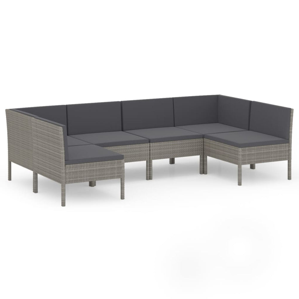 6-delige Loungeset met kussens poly rattan grijs MeubelReus