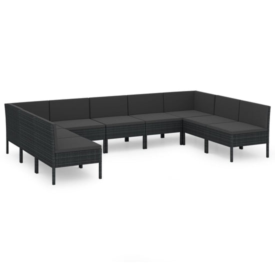 9-delige Loungeset met kussens poly rattan zwart MeubelReus