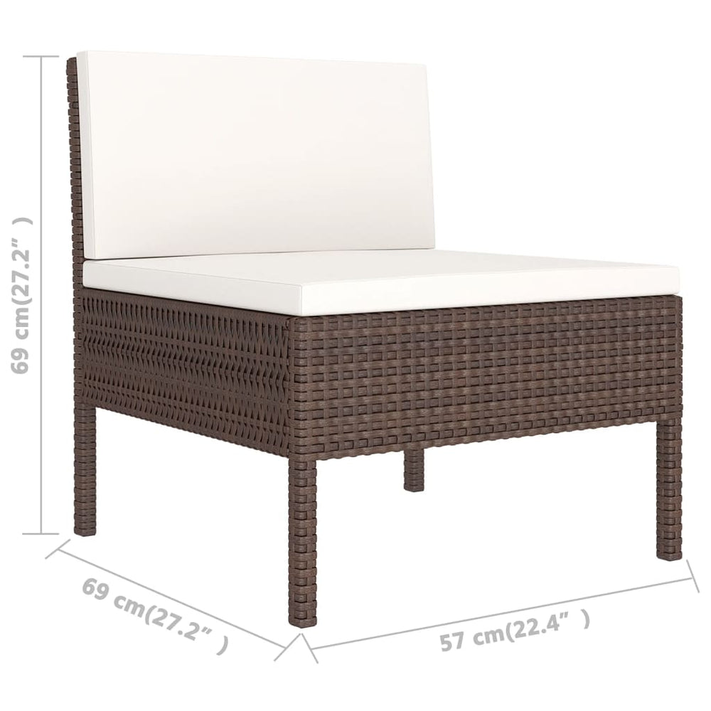 11-delige Loungeset met kussens poly rattan bruin MeubelReus