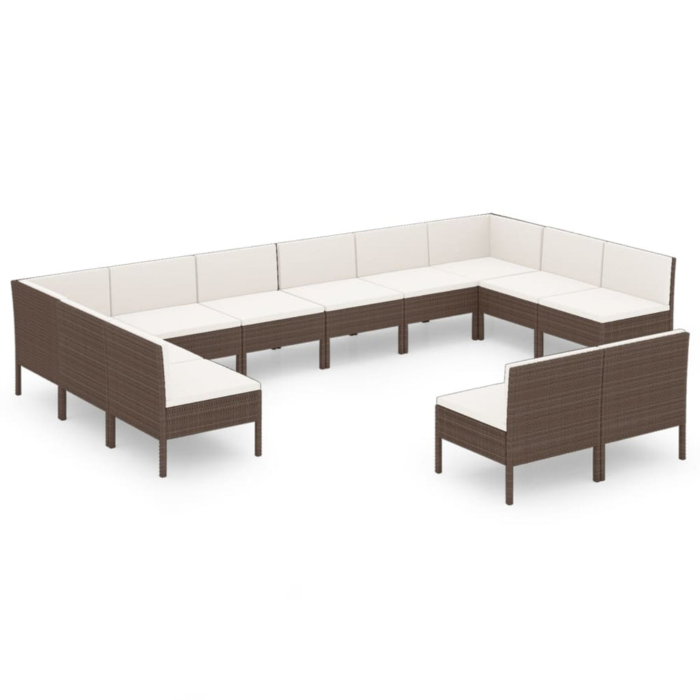 12-delige Loungeset met kussens poly rattan bruin MeubelReus