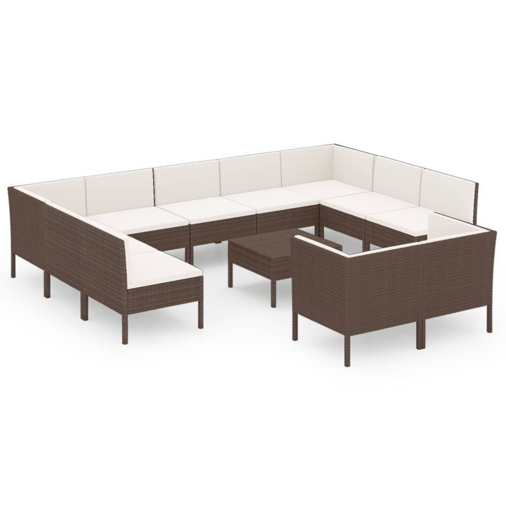 12-delige Loungeset met kussens poly rattan bruin MeubelReus