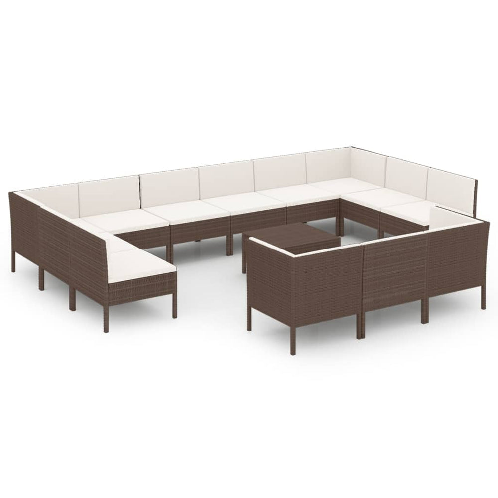14-delige Loungeset met kussens poly rattan bruin MeubelReus