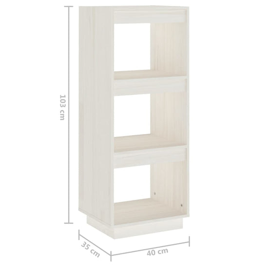 Boekenkast/kamerscherm 40x35x103 cm massief grenenhout wit MeubelReus