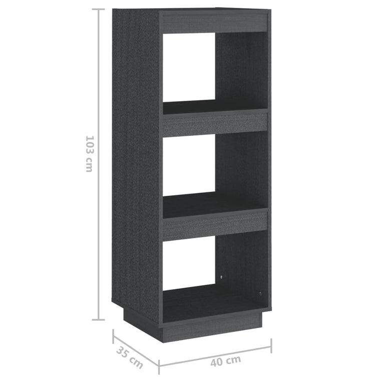 Boekenkast/kamerscherm 40x35x103 cm massief grenenhout grijs MeubelReus