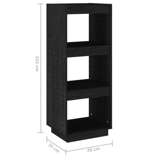 Boekenkast/kamerscherm 40x35x103 cm massief grenenhout zwart MeubelReus