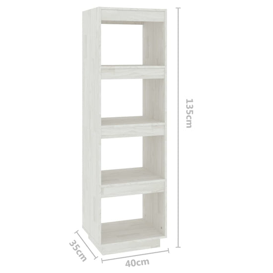 Boekenkast/kamerscherm 40x35x135 cm massief grenenhout wit MeubelReus