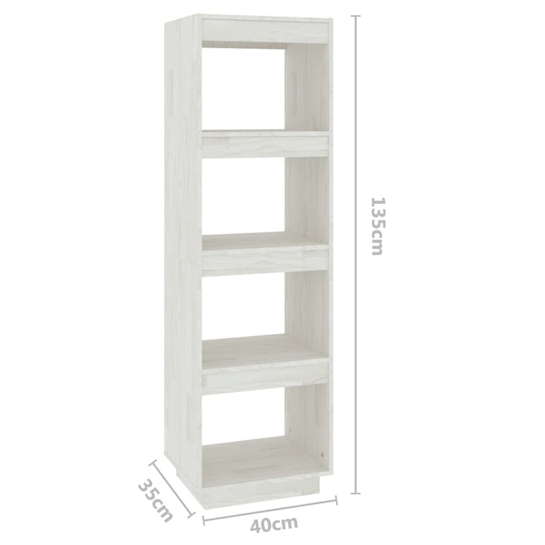 Boekenkast/kamerscherm 40x35x135 cm massief grenenhout wit MeubelReus