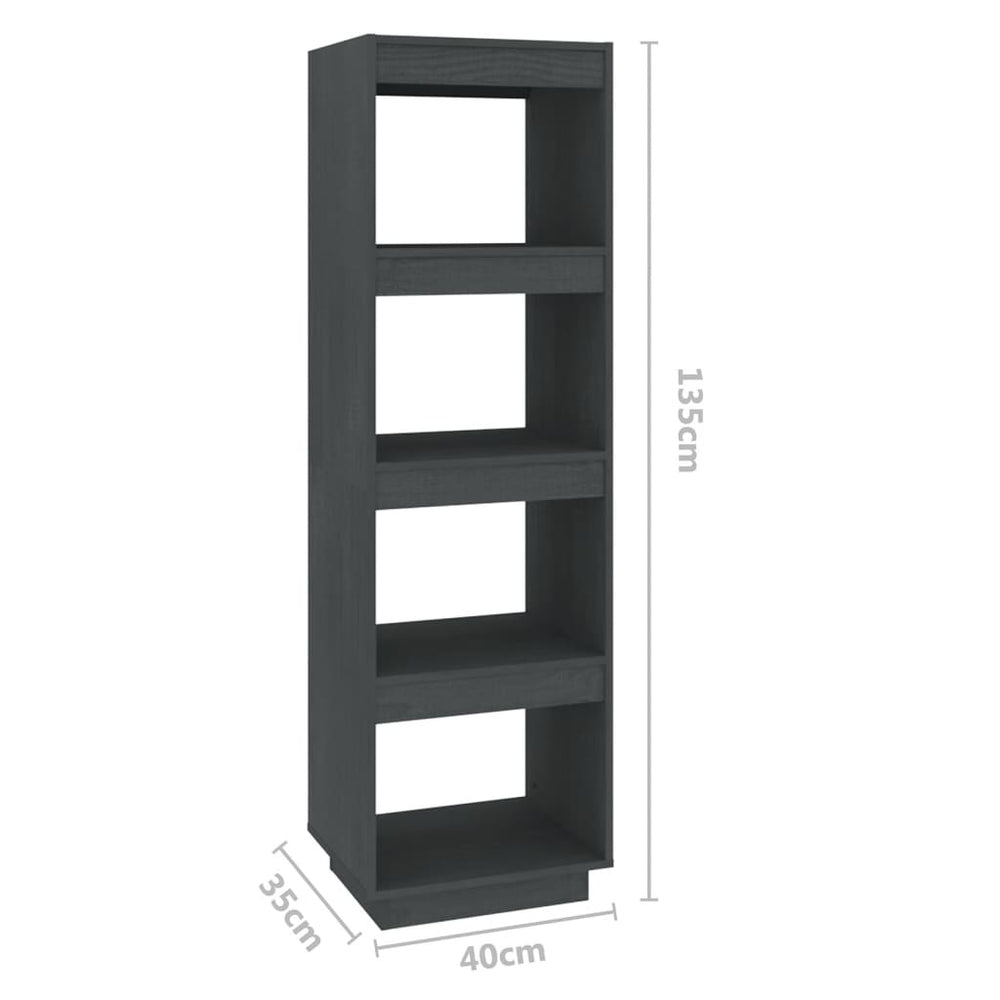Boekenkast/kamerscherm 40x35x135 cm massief grenenhout grijs MeubelReus