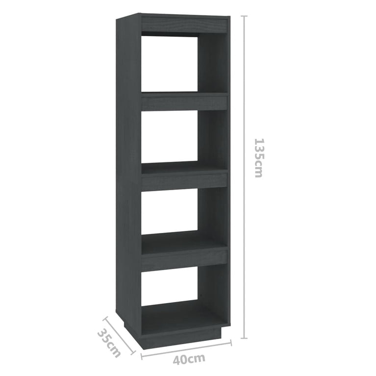 Boekenkast/kamerscherm 40x35x135 cm massief grenenhout grijs MeubelReus