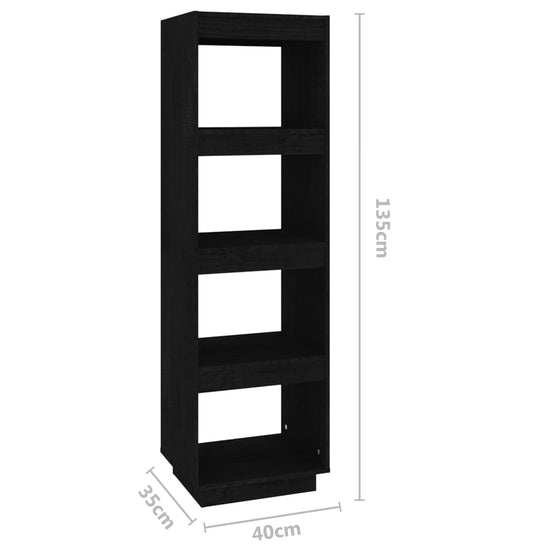 Boekenkast/kamerscherm 40x35x135 cm massief grenenhout zwart MeubelReus