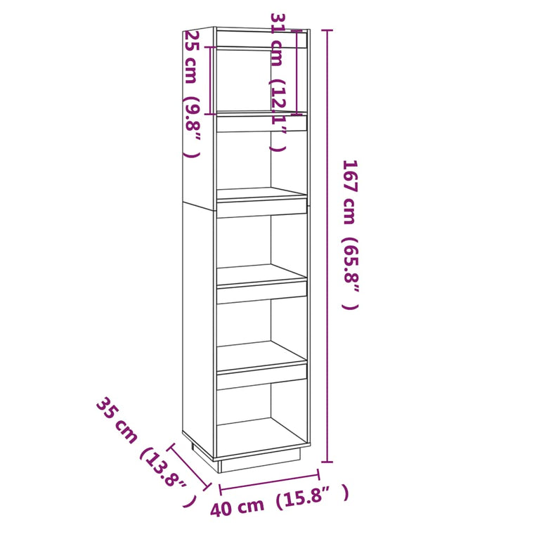 Boekenkast / kamerscherm 40x35x167 cm massief grenenhout MeubelReus