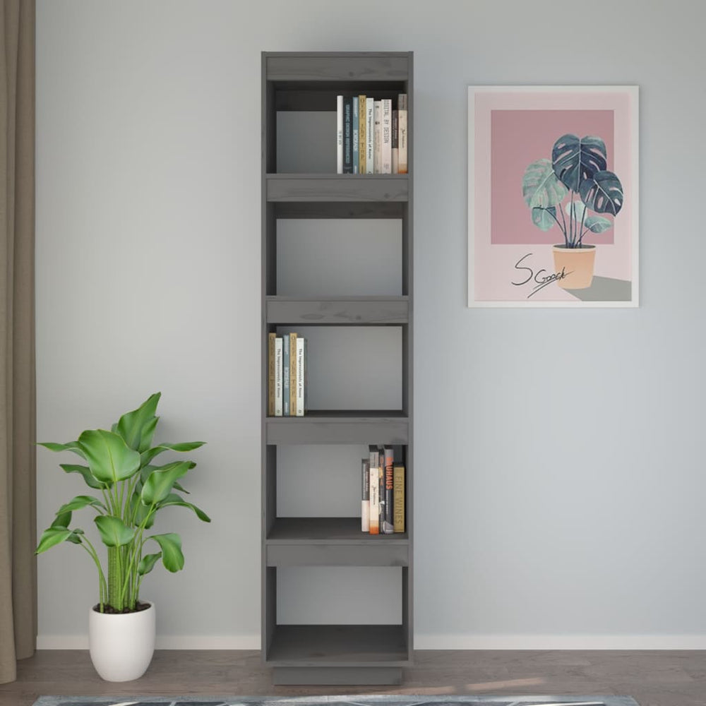 Boekenkast/kamerscherm 40x35x167 cm massief grenenhout grijs MeubelReus