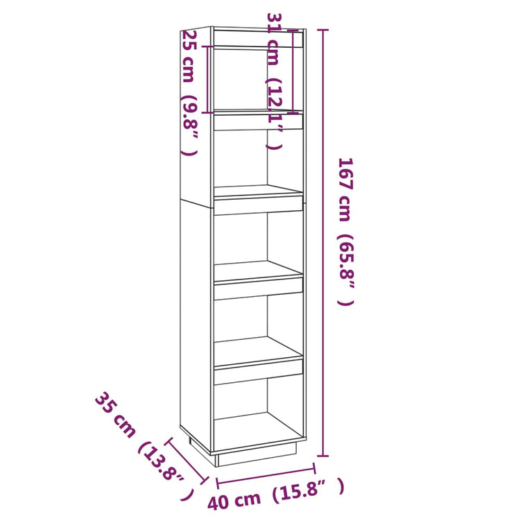 Boekenkast/kamerscherm 40x35x167 cm massief grenenhout grijs MeubelReus